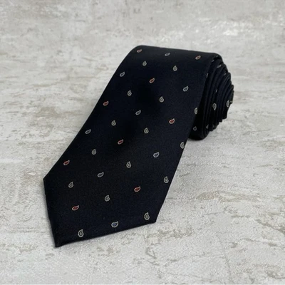 Nuevo con etiquetas Vintage - Christian Dior - Negro - Lunares de cachemira multicolor - Corbata de seda para hombre. Foto 1 de 4