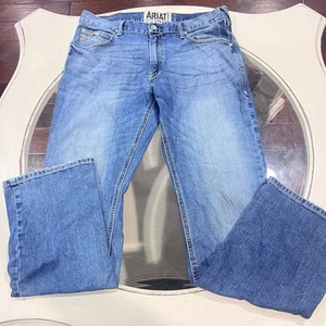 Ariat M4 Jeans Mens 34x34 Low Rise Boot Cut Blue Denim Western Casual Work - Picture 1 of 9