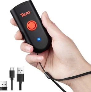 Mini Lecteurs de Code Barre Bluetooth5.0 sans Fil avec USB 3-en-1 Portable 1D... - Photo 1/7