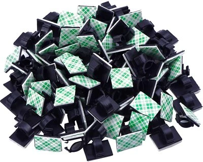 100Pcs Cable Clips Self-Adhesive Cord Management Wire Holder Organizer Clamp US - Image 1 of 4