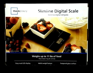 Mainstays LCD Slimline Digital Kitchen Food Scale Up To 11 lbs. Capacity - Black - Picture 1 of 2