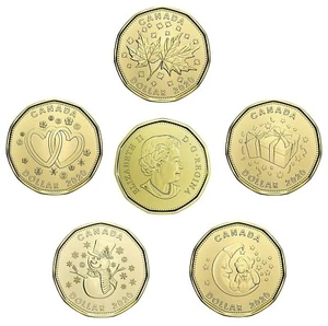 🇨🇦 Rare 2020 Canada 5-coins set Loonie $1 One Dollar, UNC, 2020 - Picture 1 of 1