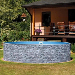 Stahlwandpool Splash Pool Einzelbecken rund 460 x 90 cm stein Skimmer Vlies - Bild 1 von 3