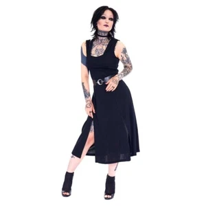 Jawbreaker Moon Belt Sleeveless Midi Dress (Black) - Picture 1 of 5