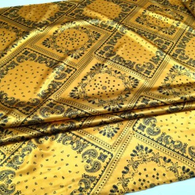 1 Yard Patchwork Paisley Print Satin Fabric Lining Scarf Material Soft Charmeuse - Image 1 of 4