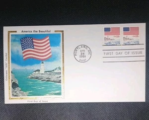 US FDC #1891 Colorano 1981 Portland ME Flag & America The Beautiful Song Music - Picture 1 of 4