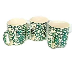 Juego de 3 tazas de café tazas esponja artesanía popular alce campo verde blanco Tienshan - Imagen 1 de 7