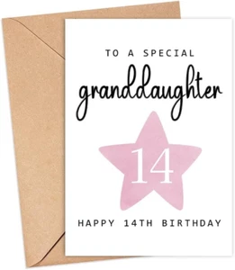 To a Special Granddaughter Happy 14Th Birthday Card - Age 14 - Fourteen Year Old - Picture 1 of 3