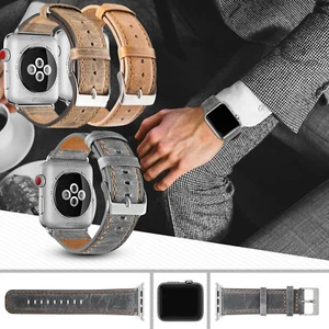 Correa de cuero genuino para Apple Watch Series 7 6 5 4 3 2 1 IWatch 38 mm-45 mm - Imagen 1 de 34