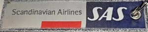 New! KEY-SAS Keychain w/ Scandinavian Airlines SAS embroidered on both sides - Picture 1 of 1
