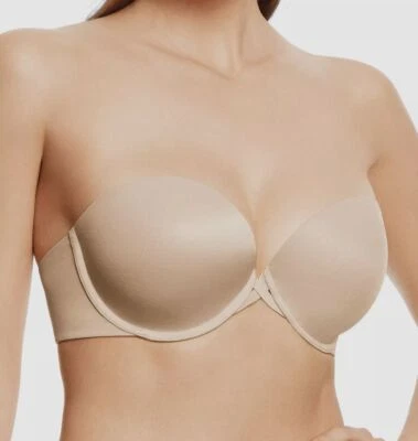$87 Wacoal Women's Beige Amazing Assets Stretch Strapless Push-Up Bra Size 34DD - Imagem 1 de 4