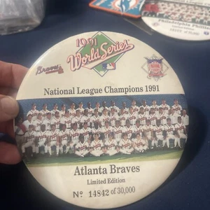 Atlanta Braves 1991 World Series Champions 6 Inch Button MLB - Picture 1 of 2