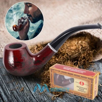 Red Solid Wood Wooden Smoking Pipe Tobacco Cigarettes Cigar Pipes Gift NEW - Image 1 of 4