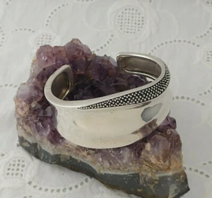 Petite Michael Dawkins Sterling Silver 925 Beaded Curve 6.75" Cuff Bracelet 54 G - Picture 1 of 10