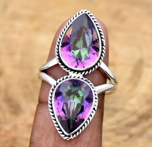 925 Sterling Silver Mystic Topaz Ring Handmade Jewelry Statement Boho Ring AP919