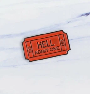 Spilla Ticket To Hell ammetti una spilla da bavero smaltata rossa 666 gothic punk - Foto 1 di 8