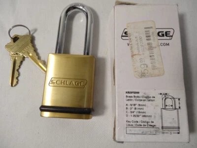 Schlage Commercial KS43F2300 Brass Padlock 2" Shackle "C" Keyway Cylinder -NEW! - Image 1 of 4