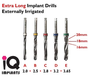 5er Set lange Implantatbohrer Außenspülung Zahnchirurgie Prothetik Labor - Bild 1 von 1