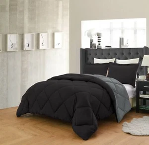 Reversible 3-Piece Blanket Set Great For Winter All Sizes - Black & Gray - Picture 1 of 2