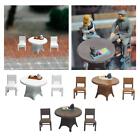 3 Pieces Hand Painted 1/64 Table and Chair Model with Food Tray DIY Projects S