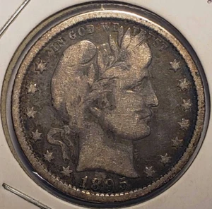 1895-O Barber Quarter, original Fine, full LIBERTY circulated cameo 25c coin - Picture 1 of 6