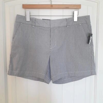 Pantalones Cortos Tommy Hilfiger Para Mujer Azul y Blanco Rayas Algodón 5" Entrepierna Talla 12 Foto 1 de 4