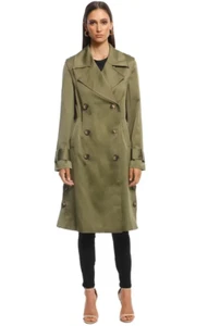 ELLIATT Decades Detachable Sleeve Trench Khaki Size 10 AU RRP 269 WITH DEFECTS - Picture 1 of 4