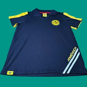 Club America Polo Shirt Mens M Blue Yellow Logo Licensed Soccer Liga MX Televisa - Picture 1 of 7