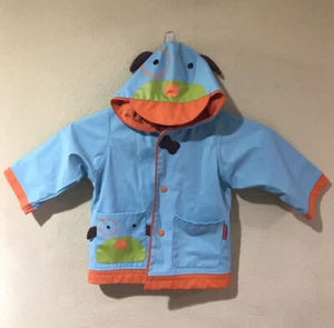 Skip Hop Unisex Hooded Puppy Dog Rain Coat Jacket Boy Girl Sz S (2) Lined  - Picture 1 of 8