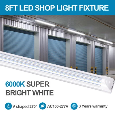 JOMITOP 2FT-8FT Linkable LED Shop Light Fixture T8 LED Tube Lights Warehouse Garage Bulb
