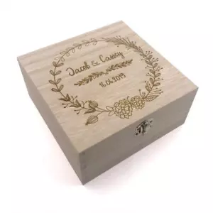 Personalised Wooden Keepsake Box Wedding Memory Engraved Gifts Any Name SHB-35 - Picture 1 of 2