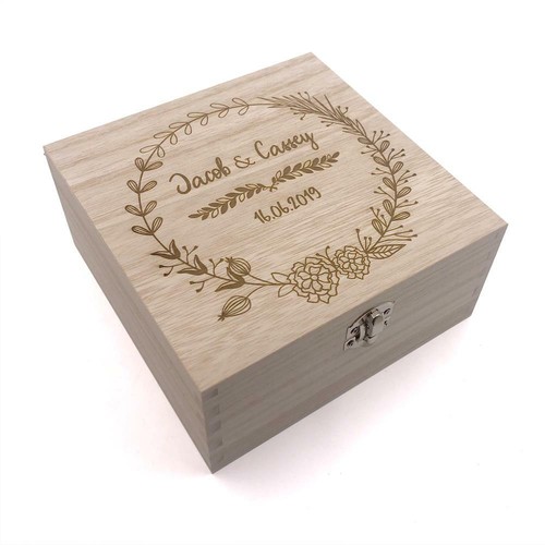 Personalised Wooden Keepsake Box Wedding Memory Engraved Gifts Any Name SHB-35