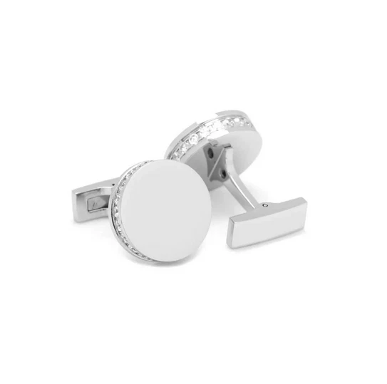 Gemelos para hombre brillantes incrustaciones de circonitas cúbicas de corte redondo en plata de ley 925 Foto 1 de 4