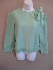 Vintage ECCOBAY Sparkly Green Blouse Size Medium - Picture 1 of 6