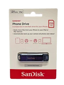 Brand New Sealed SanDisk Phone Drive 256 GB Black SDIXDON-256G-AN6NE - NEW! - Photo 1/12
