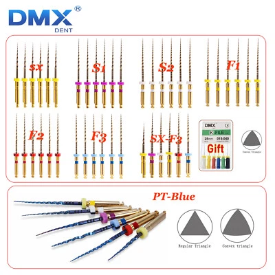 DMXDENT Dental Endo Rotary Files X-Pro Gold Taper NITI Root Canal Files 21/25/31MM 6Pcs