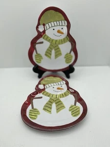 Pottery Barn Kids Schneemann Teller 9" hoch Melamin gestanzt 4er Set Kindertisch - Bild 1 von 3