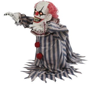 Animated Clown Jumping Laughing Light Up Eyes Halloween Haunted House Décor Prop - Picture 1 of 2