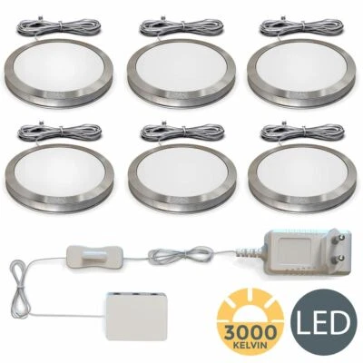 6 spots sous meuble LED éclairage armoire élément cuisine spots en saillie plats