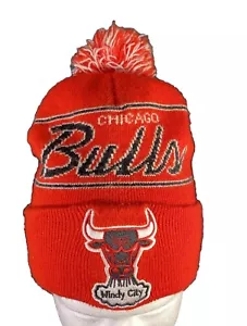 Cappello Chicago Bulls Maglia Osfa Rosso Doppia Take Polsino Pom Logo Hwc Mitchell & Ness - Foto 1 di 10