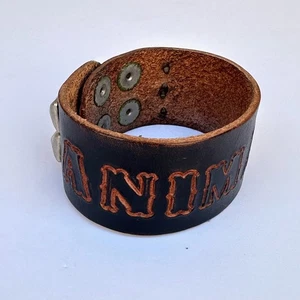 Vintage verziertes breites Lederarmband Druckknopfverschluss Punk Rock 80er "TIER" - Bild 1 von 7