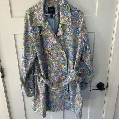 Chaqueta colorida Back To The 1960’s Izod Mod Paisley doble pecho con cinturón talla XL Foto 1 de 4