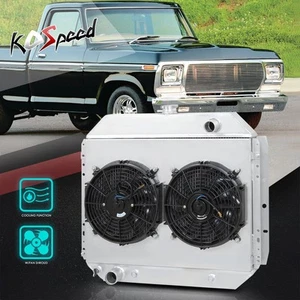 FOR 68-79 F150/F250 PICKUP ALUMINUM CORE 2-ROW RADIATOR+COOLING PULL FAN SHROUD - Picture 1 of 5