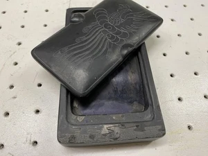 Set calligrafia pietra inchiostro cinese vintage fenice incisa Lee in Han arte firmata - Foto 1 di 7