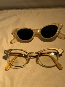 Occhiali da vista donna vintage anni 50 occhio di gatto alluminio inciso metallo argento - Foto 1 di 7