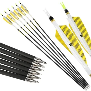 28-32" Pure Carbon Arrows ID6.2mm SP300-800 Archery 4" Feathers Recurve Bow Hunt - Picture 1 of 16