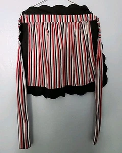 Mezzo grembiule vintage nero rosso bianco grigio righe bordo smerlato anni 50 60 retrò - Foto 1 di 3