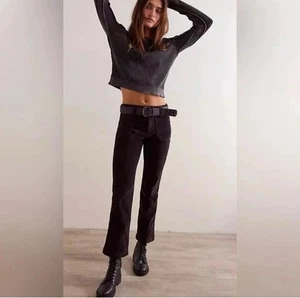 Free People High Time Kick Flare Pant Women’s Black Mid Rise Patch Pocket Size 6 - Picture 1 of 19