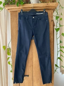 ZARA WOMAN NAVY SLIM TROUSERS WITH ZIPS AT ANKLES (SIZE 38) - Picture 1 of 5