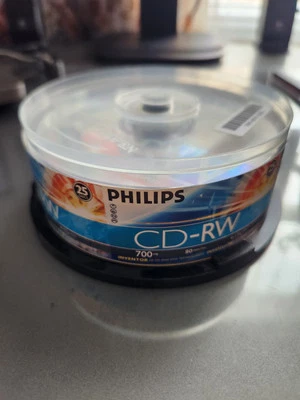 24-PK Philips Logo 12X CD-RW CDRW ReWritable Blank Disc 700MB Cake Box New/Open - Image 1 of 3
